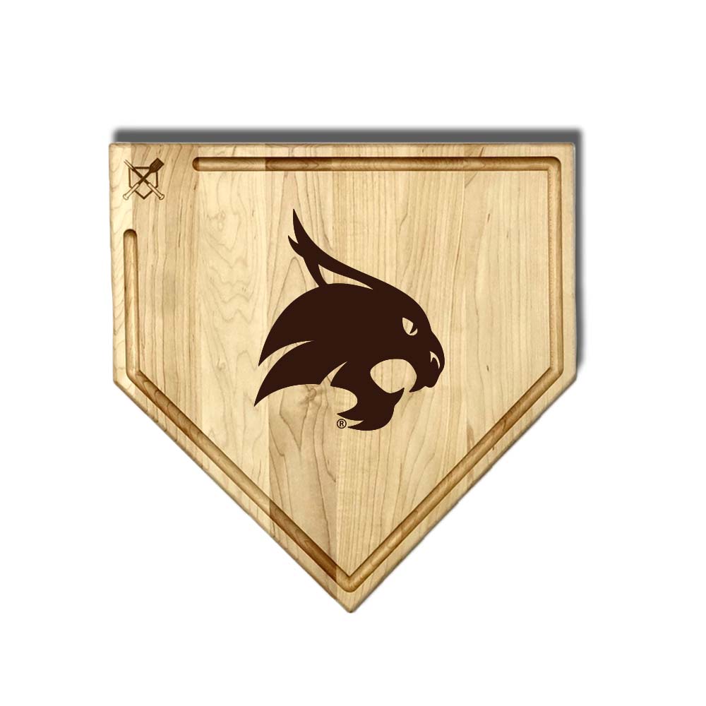 Baseball BBQ Texas State Home Plate Style w/ Trough (17" x 17") Texas State Cutting Boards | Choose Your Size & Style