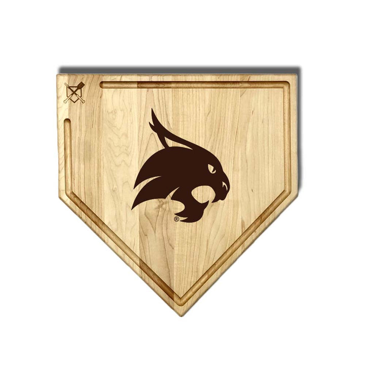 Baseball BBQ Texas State Home Plate Style w/ Trough (17" x 17") Texas State Cutting Boards | Choose Your Size & Style