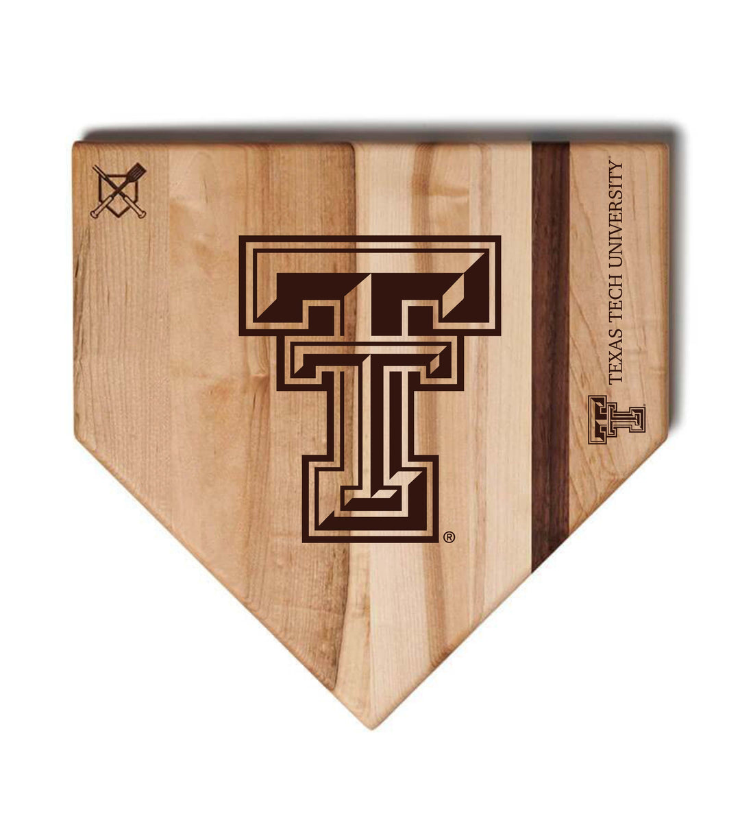 Baseball BBQ Texas Tech Full Sized Home Plate Style (17" x 17") Texas Tech Cutting Boards | Choose Your Size & Style