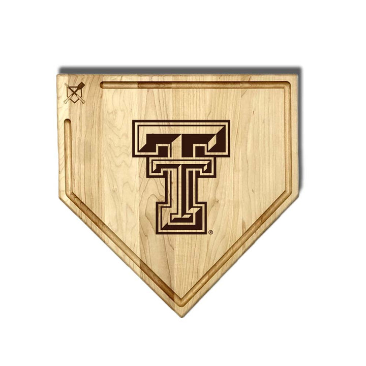 Baseball BBQ Texas Tech Full Sized Home Plate Style w/ Trough (17" x 17") Texas Tech Cutting Boards | Choose Your Size & Style