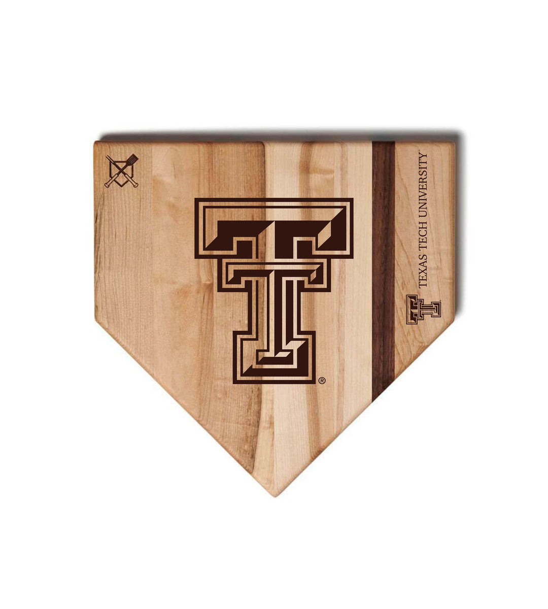 Baseball BBQ Texas Tech Home Plate Style (12" x 12") Texas Tech Cutting Boards | Choose Your Size & Style