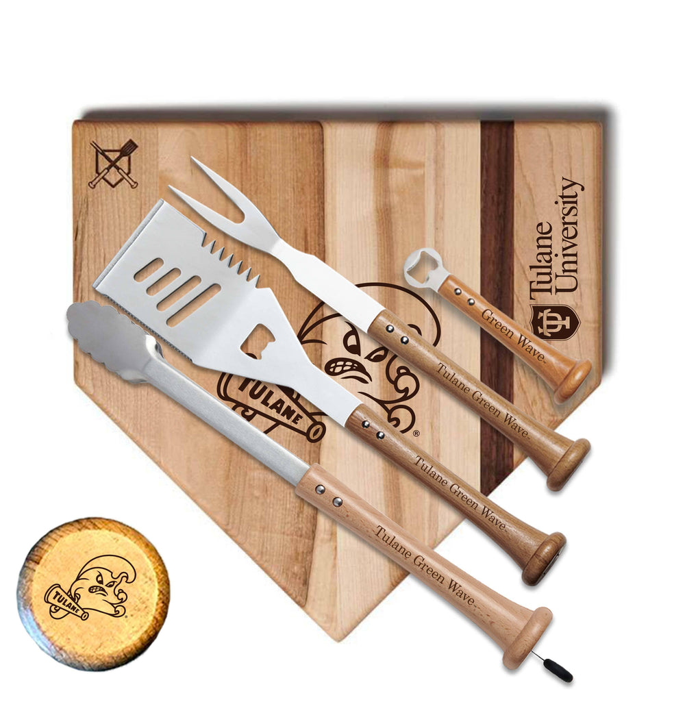 Baseball BBQ Tulane "GRAND SLAM"  Home Plate Style (17" x 17") Tulane "GRAND SLAM" Combo Set