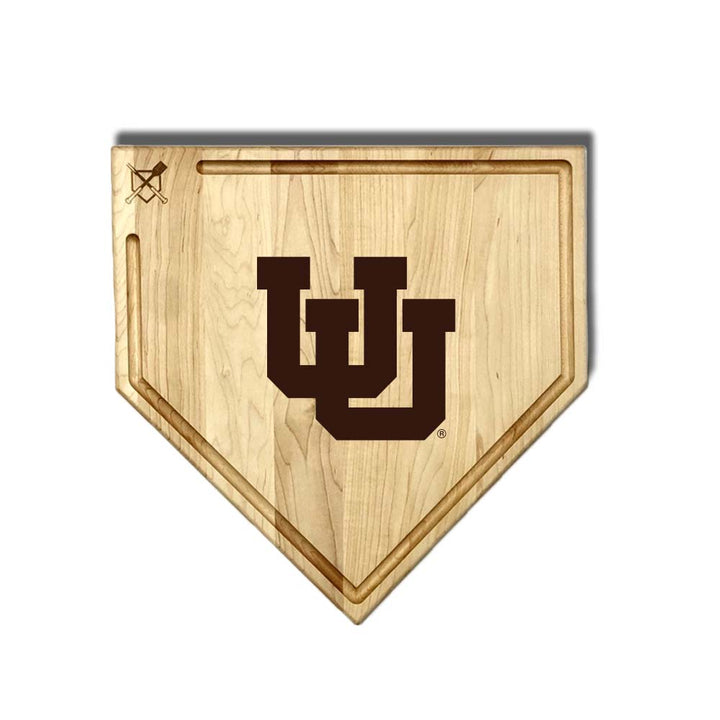 Baseball BBQ University of Utah Full Sized Home Plate Style w/ Trough (17" x 17") University of Utah Cutting Boards | Choose Your Size & Style