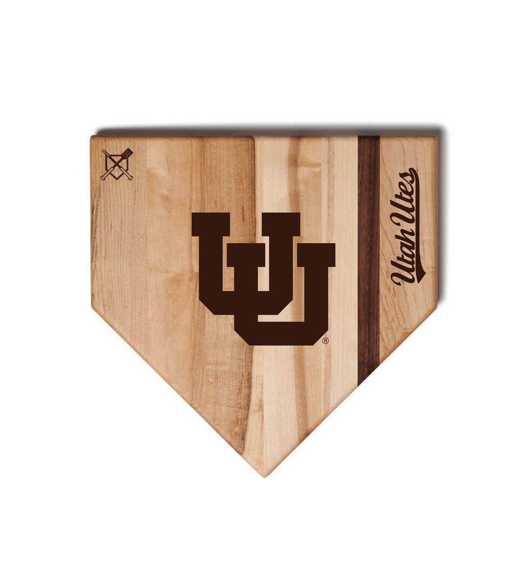 Baseball BBQ University of Utah Home Plate Style (12" x 12") University of Utah Cutting Boards | Choose Your Size & Style