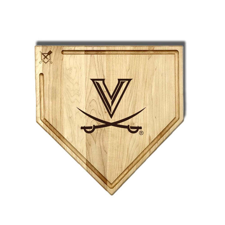 Baseball BBQ University of Virginia Full Sized Home Plate Style w/ Trough (17" x 17") University Of Virginia Cutting Boards | Choose Your Size & Style