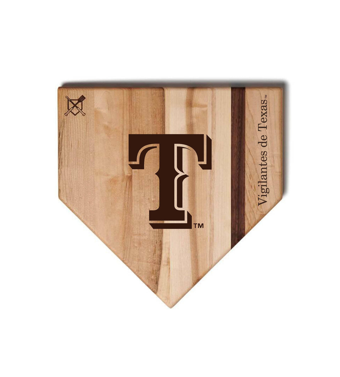 Baseball BBQ VIGILATES DE TEXAS Home Plate Style (12" x 12") Vigilates de Texas Cutting Boards | Choose Your Size & Style