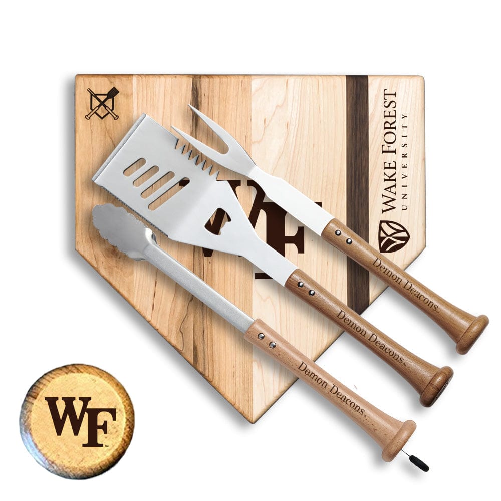 Baseball BBQ Wake Forest Silver Slugger Home Plate Style (12" x 12") Wake Forest "SILVER SLUGGER" Combo Set