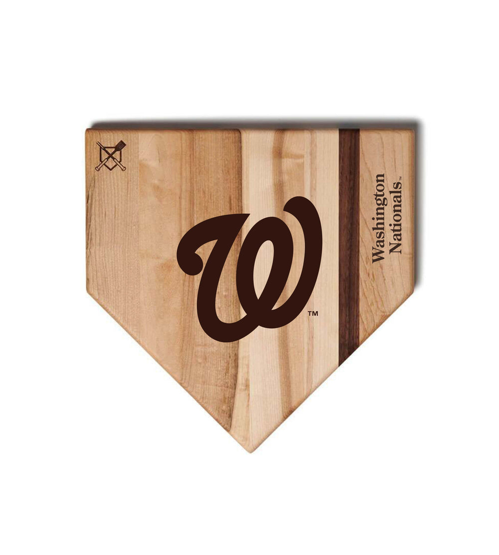 Baseball BBQ Washington Nationals "W" Home Plate (12 x 12) Washington Nationals Home Plate Cutting Boards | Multiple Sizes | Multiple Designs