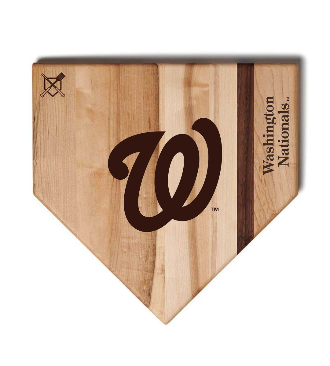 Baseball BBQ Washington Nationals "W" Home Plate (17 x 17) Washington Nationals Home Plate Cutting Boards | Multiple Sizes | Multiple Designs