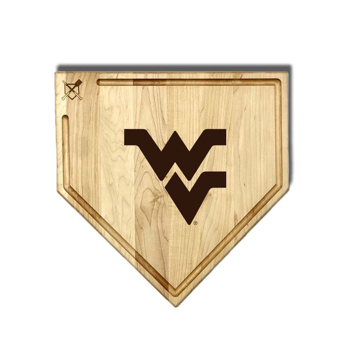 Baseball BBQ West Virginia University Full Sized Home Plate Style w/ Trough (17" x 17") West Virginia University Cutting Boards | Choose Your Size & Style