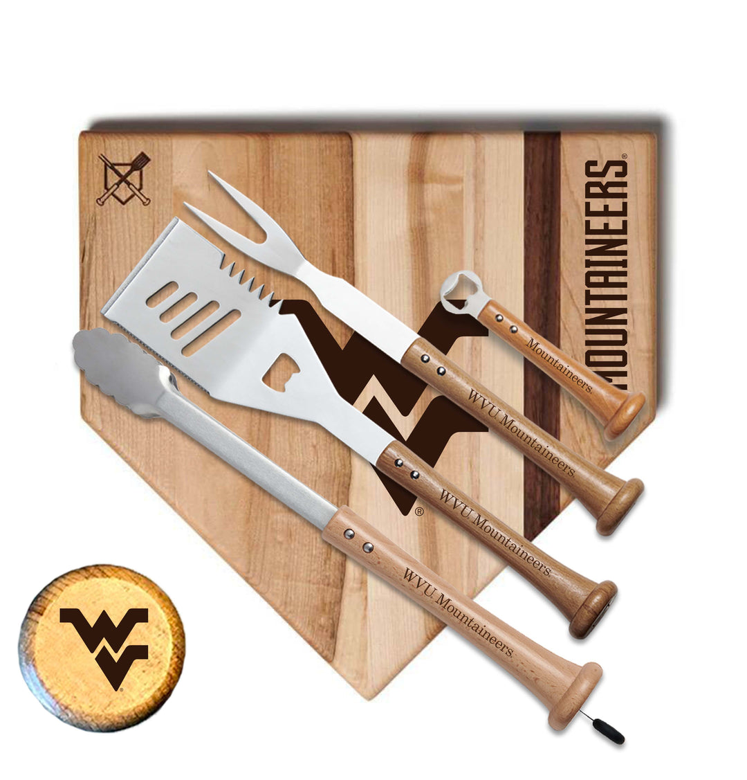 Baseball BBQ West Virginia University "GRAND SLAM" Home Plate Style (17" x 17") West Virginia University "GRAND SLAM" Combo Set