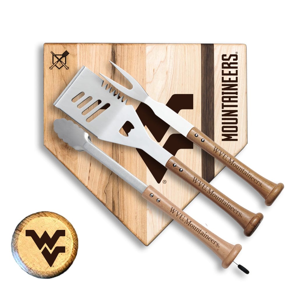 Baseball BBQ West Virginia University Silver Slugger Home Plate Style (12" x 12") West Virginia University "SILVER SLUGGER" Combo Set