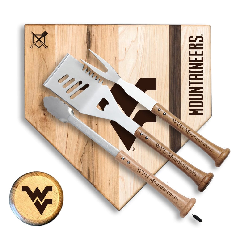 Baseball BBQ West Virginia University Silver Slugger Home Plate Style (17" x 17") West Virginia University "SILVER SLUGGER" Combo Set