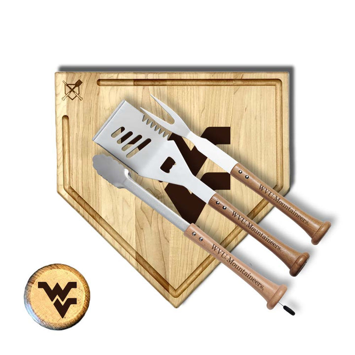 Baseball BBQ West Virginia University Silver Slugger Home Plate Style w/ Trough (17" x 17") West Virginia University "SILVER SLUGGER" Combo Set