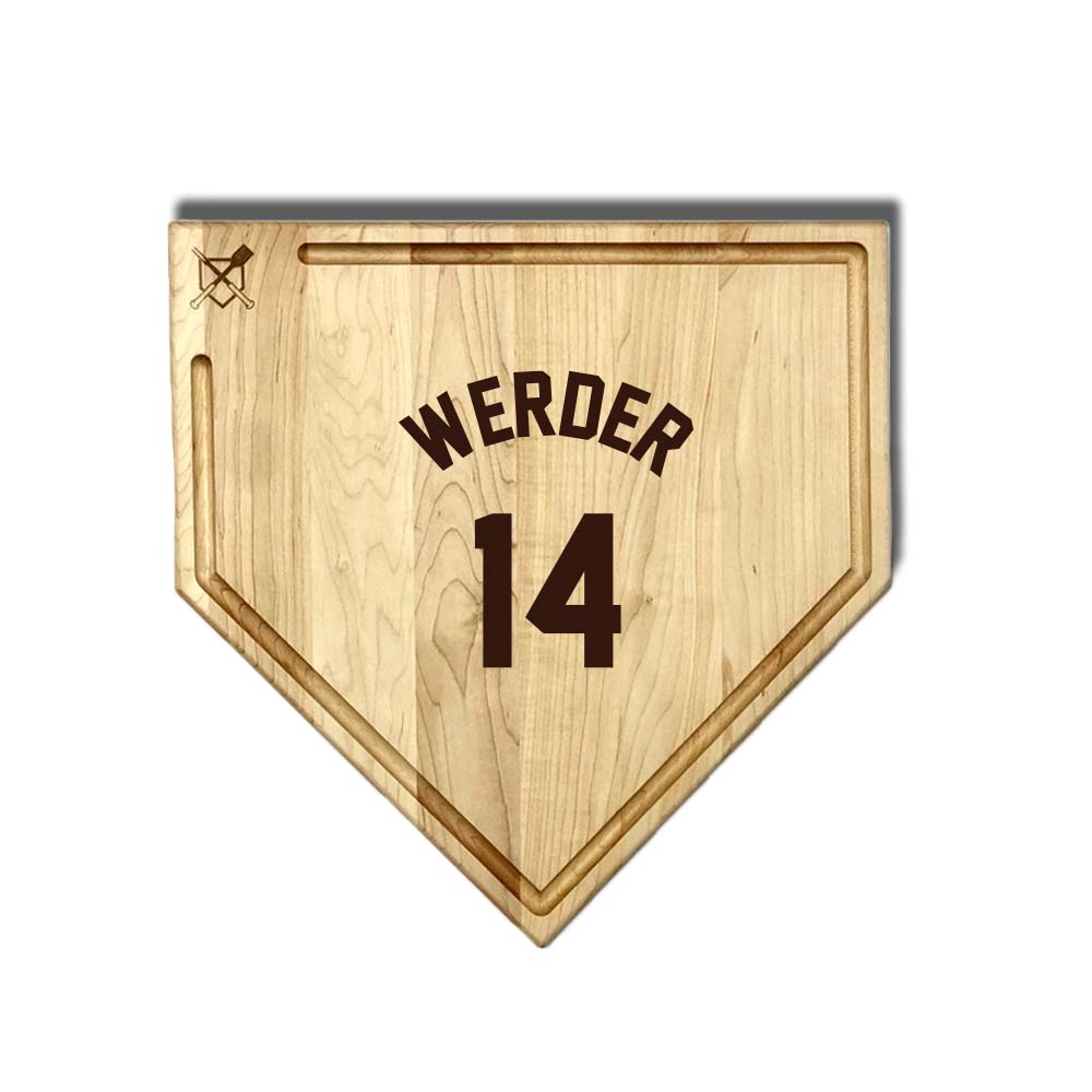 Baseball BBQ Your jersey name & number / Full Sized Home Plate Style w/ Trough (17" x 17") Rogers Pirates Cutting Boards | Choose Your Size & Style