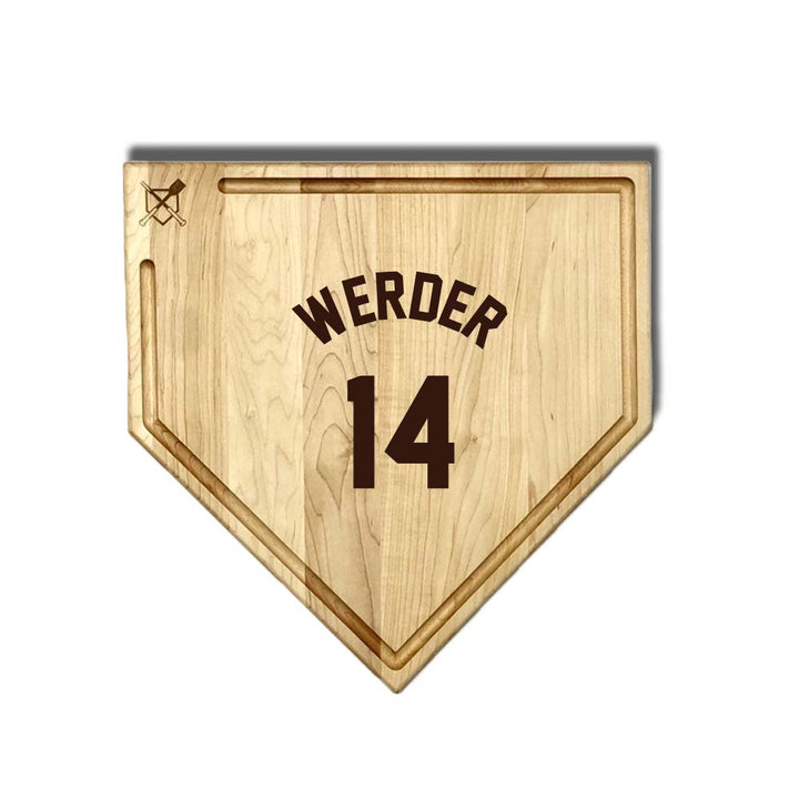 Baseball BBQ Your jersey name & number / Full Sized Home Plate Style w/ Trough (17" x 17") Rogers Pirates Cutting Boards | Choose Your Size & Style