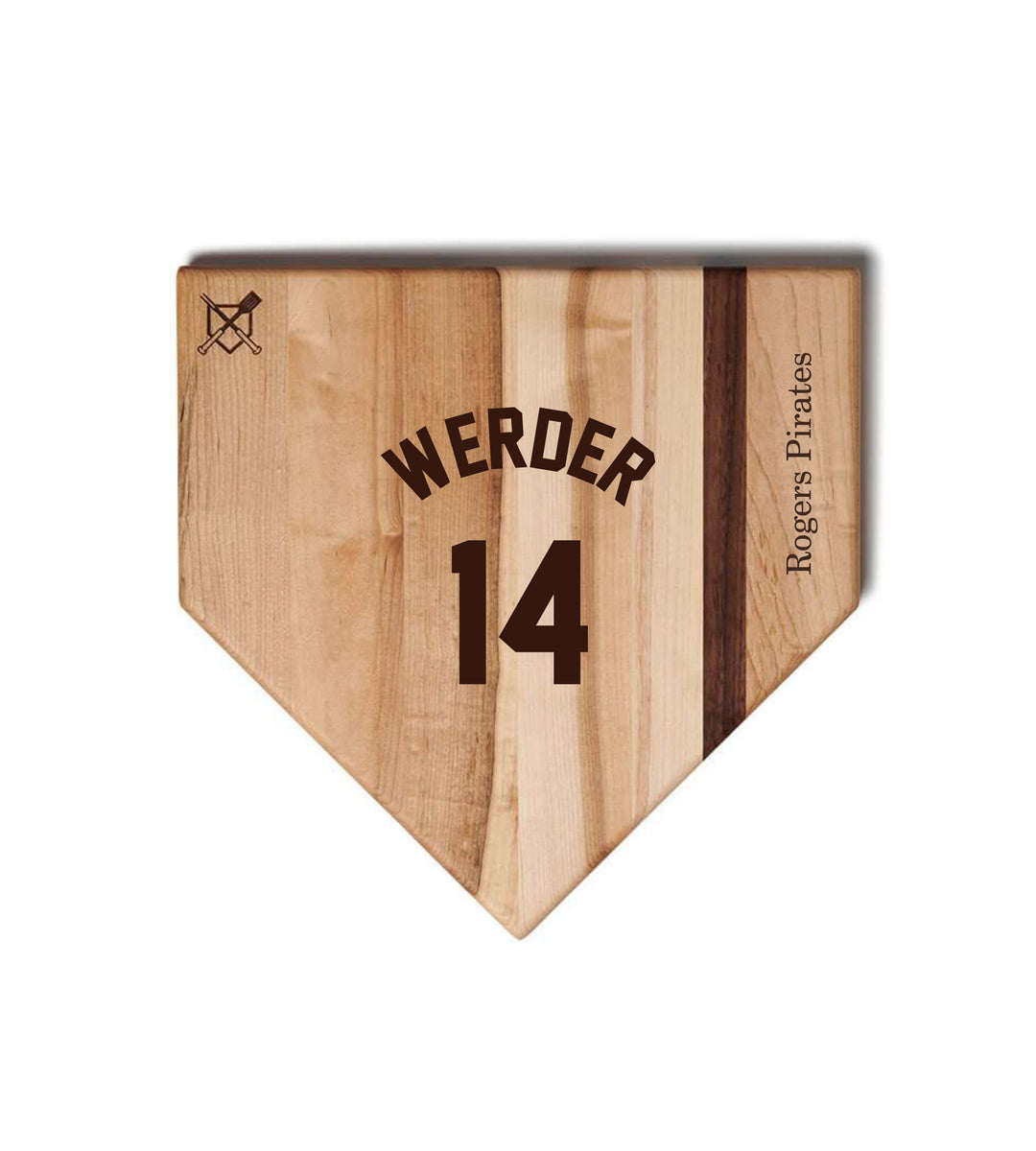 Baseball BBQ Your jersey name & number / Home Plate Style (12" x 12") Rogers Pirates Cutting Boards | Choose Your Size & Style