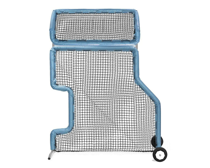 Better Baseball Baseball Screen with Padding and Wheels / Columbia Blue Bullet L Screen with Combo Overhead | Better Baseball