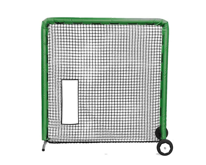 Better Baseball Baseball Screen with Padding and Wheels / Green Bullet Hole Fast Pitch | Better Baseball