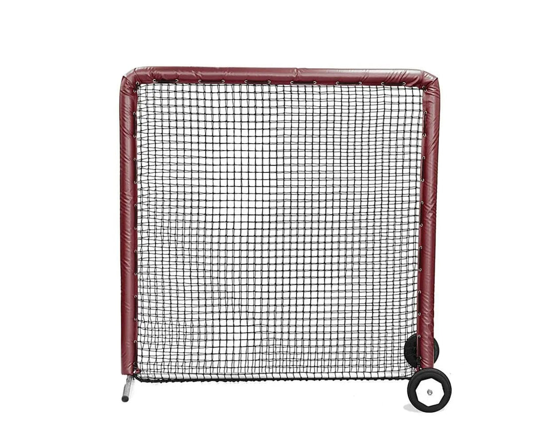 Better Baseball Baseball Screen with Padding and Wheels / Maroon 7x7 Protective Screen | Better Baseball