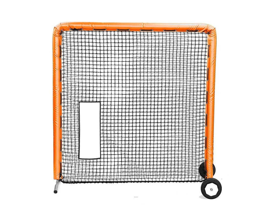 Better Baseball Baseball Screen with Padding and Wheels / Orange Bullet Hole Fast Pitch | Better Baseball