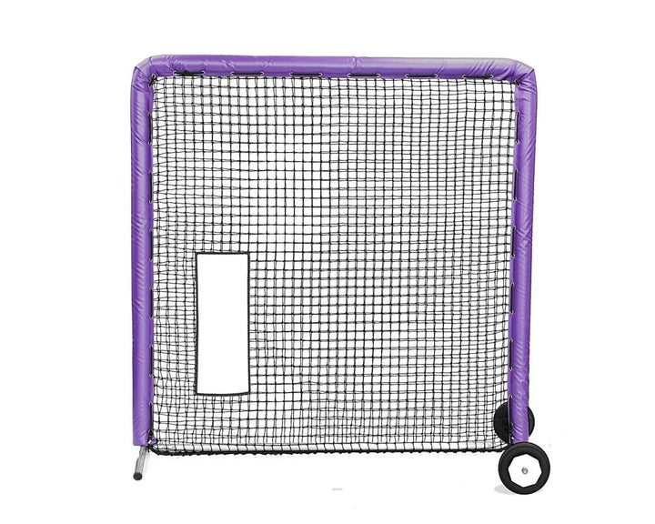 Better Baseball Baseball Screen with Padding and Wheels / Purple Bullet Hole Fast Pitch | Better Baseball