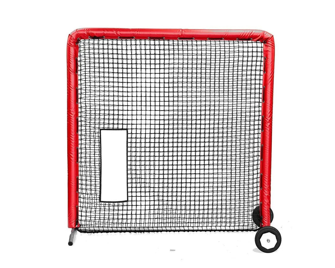 Better Baseball Baseball Screen with Padding and Wheels / Red Bullet Hole Fast Pitch | Better Baseball