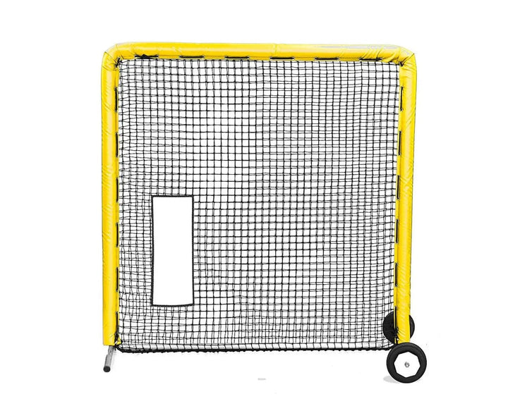 Better Baseball Baseball Screen with Padding and Wheels / Yellow Bullet Hole Fast Pitch | Better Baseball