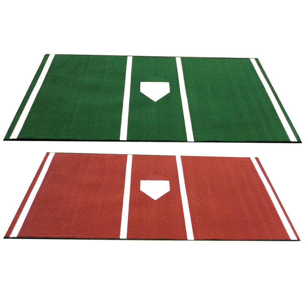Cimarron Sports Baseball & Softball Hitting Mat 6x12 / Green Sports Deluxe Homeplate Mat with Throw-Down Plate | Cimarron