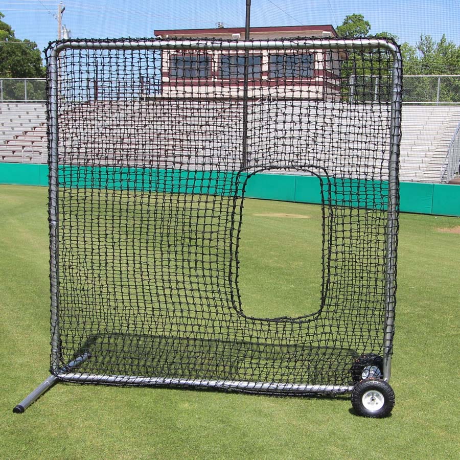 Cimarron Sports Softball Pitching Screen Do Not Include / #42 7' x 7' Premier Softball Net and Frame with Wheels | Cimarron
