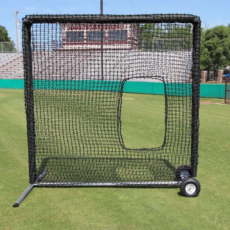 Cimarron Sports Softball Pitching Screen Include / #42 7' x 7' Premier Softball Net and Frame with Wheels | Cimarron