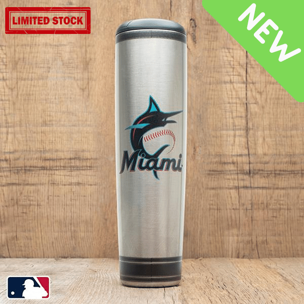 Dugout Mugs® MLB Teams - Metal Dugout Mug Miami Marlins Metal Dugout Mug | Stainless Steel Baseball Bat Mug