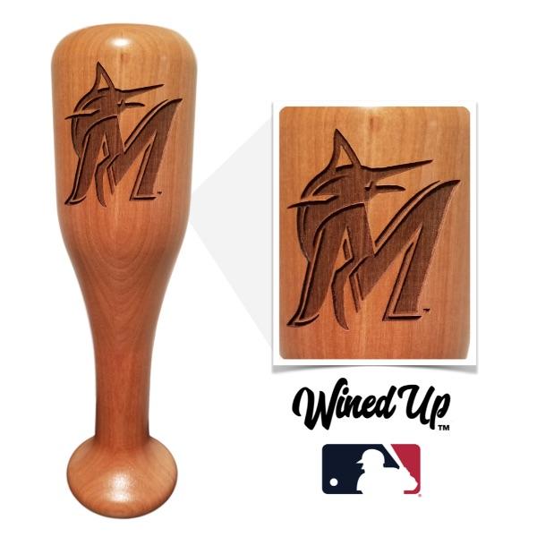 Dugout Mugs® MLB Teams - Wined Up Glass Miami Marlins "M" Wined Up® | Baseball Bat Wine Mug Collective