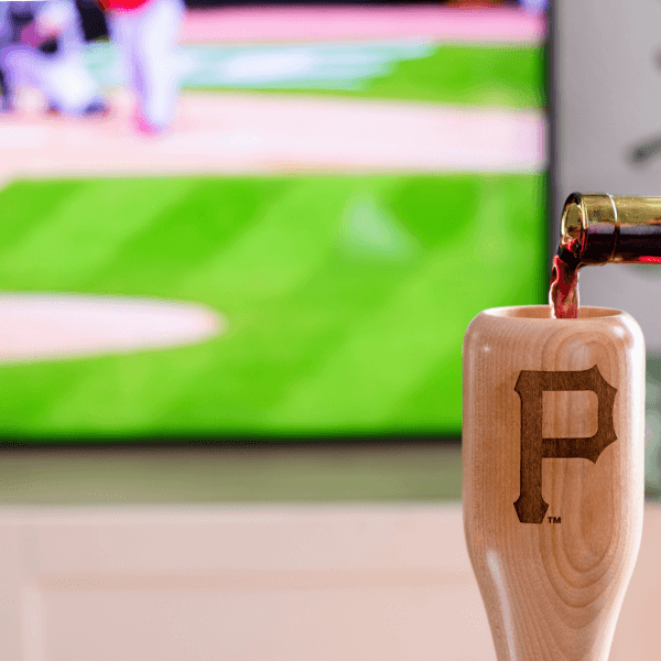 Dugout Mugs® MLB Teams - Wined Up Glass Pittsburgh Pirates "P" Wined Up® | Baseball Bat Wine Mug Collective