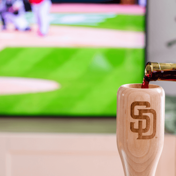 Dugout Mugs® MLB Teams - Wined Up Glass San Diego Padres "SD" Wined Up® | Baseball Bat Wine Mug Collective