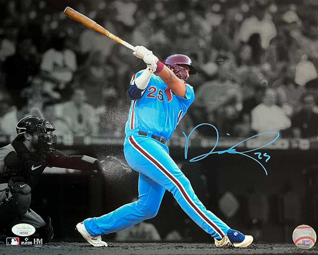 Dynasty Sports & Framing Autographed Baseball Photos 11x14 Photo (Powder Blue Signature) Darick Hall First Home Run Philadelphia Phillies Autographed Baseball Photo
