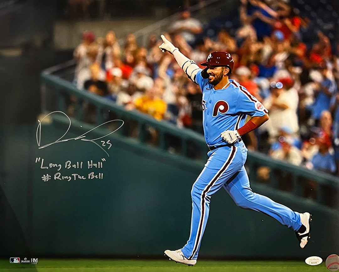 Dynasty Sports & Framing Autographed Baseball Photos 16x20 Photo (Long Ball Hall & Ring the Bell Inscriptions) Darick Hall Runs The Bases Philadelphia Phillies Autographed Baseball Photo