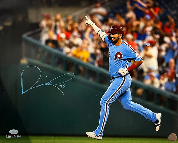 Dynasty Sports & Framing Autographed Baseball Photos 16x20 Photo (Powder Blue Signature) Darick Hall Runs The Bases Philadelphia Phillies Autographed Baseball Photo