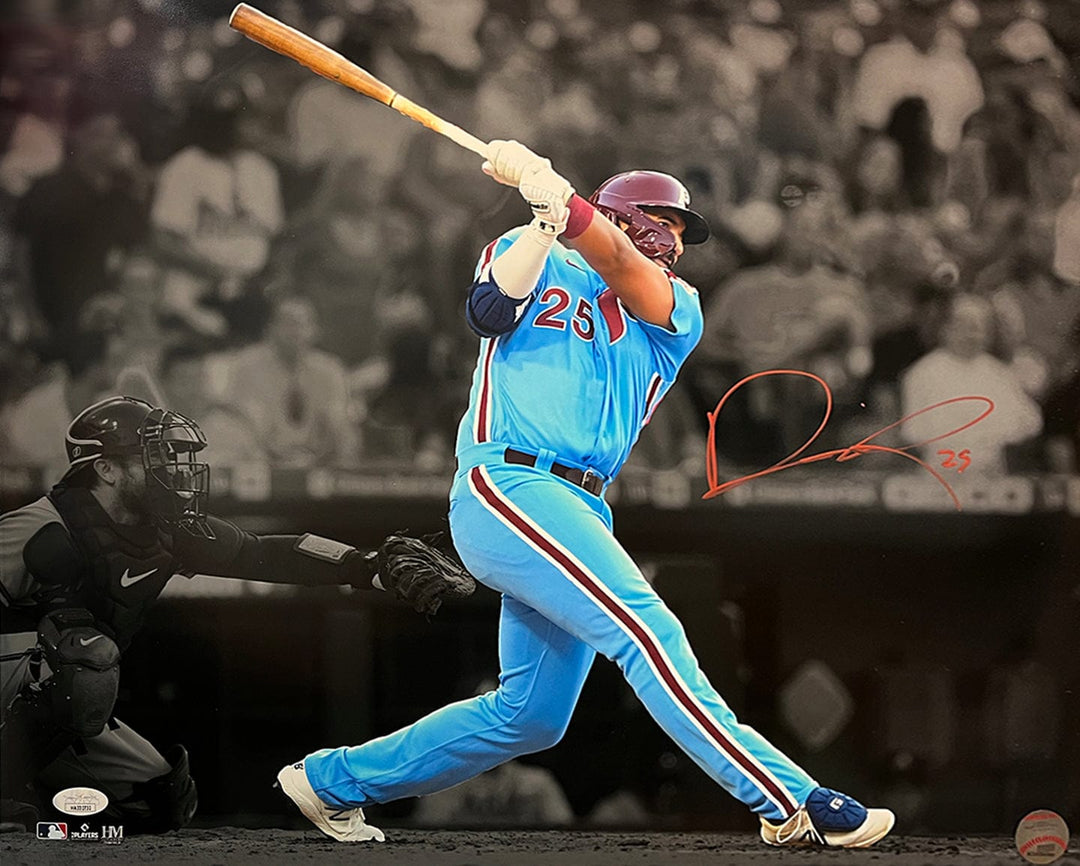 Dynasty Sports & Framing Autographed Baseball Photos 16x20 Photo (Red Signature) Darick Hall First Home Run Philadelphia Phillies Autographed Baseball Photo