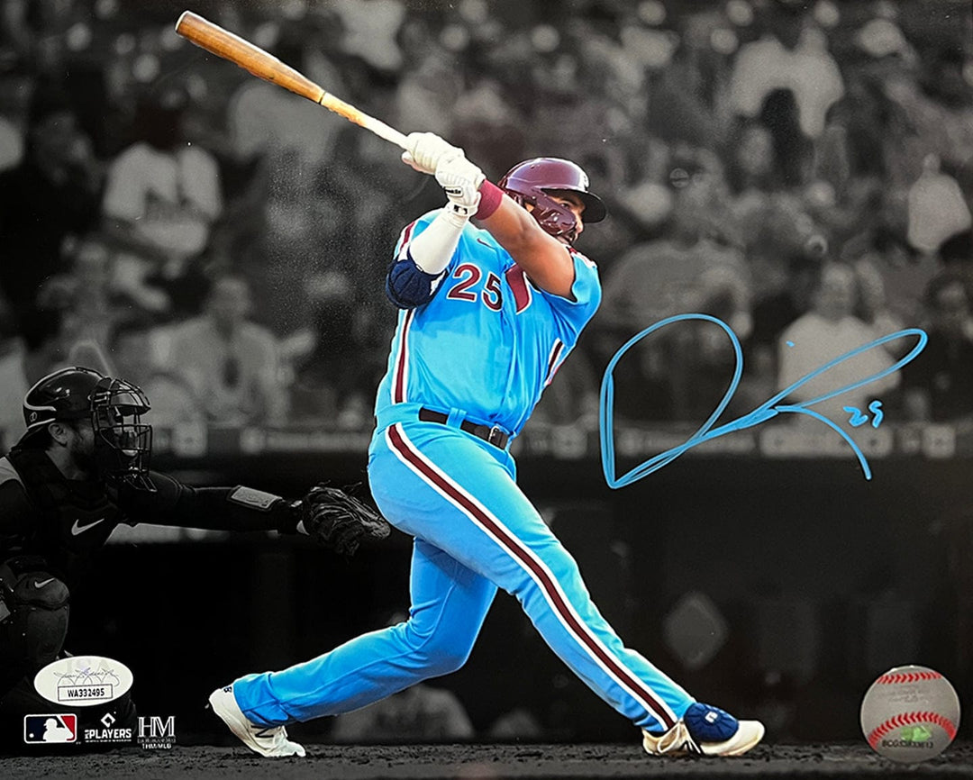 Dynasty Sports & Framing Autographed Baseball Photos 8x10 Photo (Powder Blue Signature) Darick Hall First Home Run Philadelphia Phillies Autographed Baseball Photo