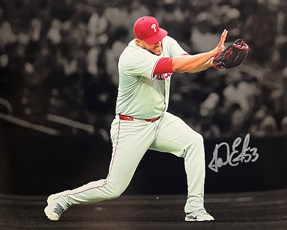 Dynasty Sports & Framing Autographed Baseball Photos Carlos Estevez Kamehameha Pose Autographed Philadelphia Phillies 8" x 10" Blackout Baseball Photo