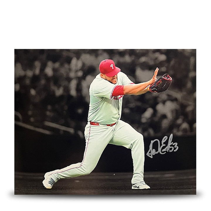 Dynasty Sports & Framing Autographed Baseball Photos Carlos Estevez Kamehameha Pose Autographed Philadelphia Phillies 8" x 10" Blackout Baseball Photo