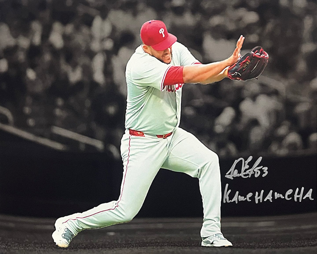Dynasty Sports & Framing Autographed Baseball Photos Carlos Estevez Pose Autographed Philadelphia Phillies 11x14 Blackout Photo - Kamehameha Inscription