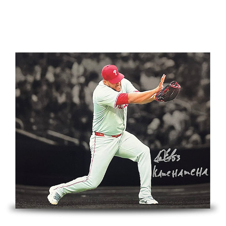 Dynasty Sports & Framing Autographed Baseball Photos Carlos Estevez Pose Autographed Philadelphia Phillies 11x14 Blackout Photo - Kamehameha Inscription