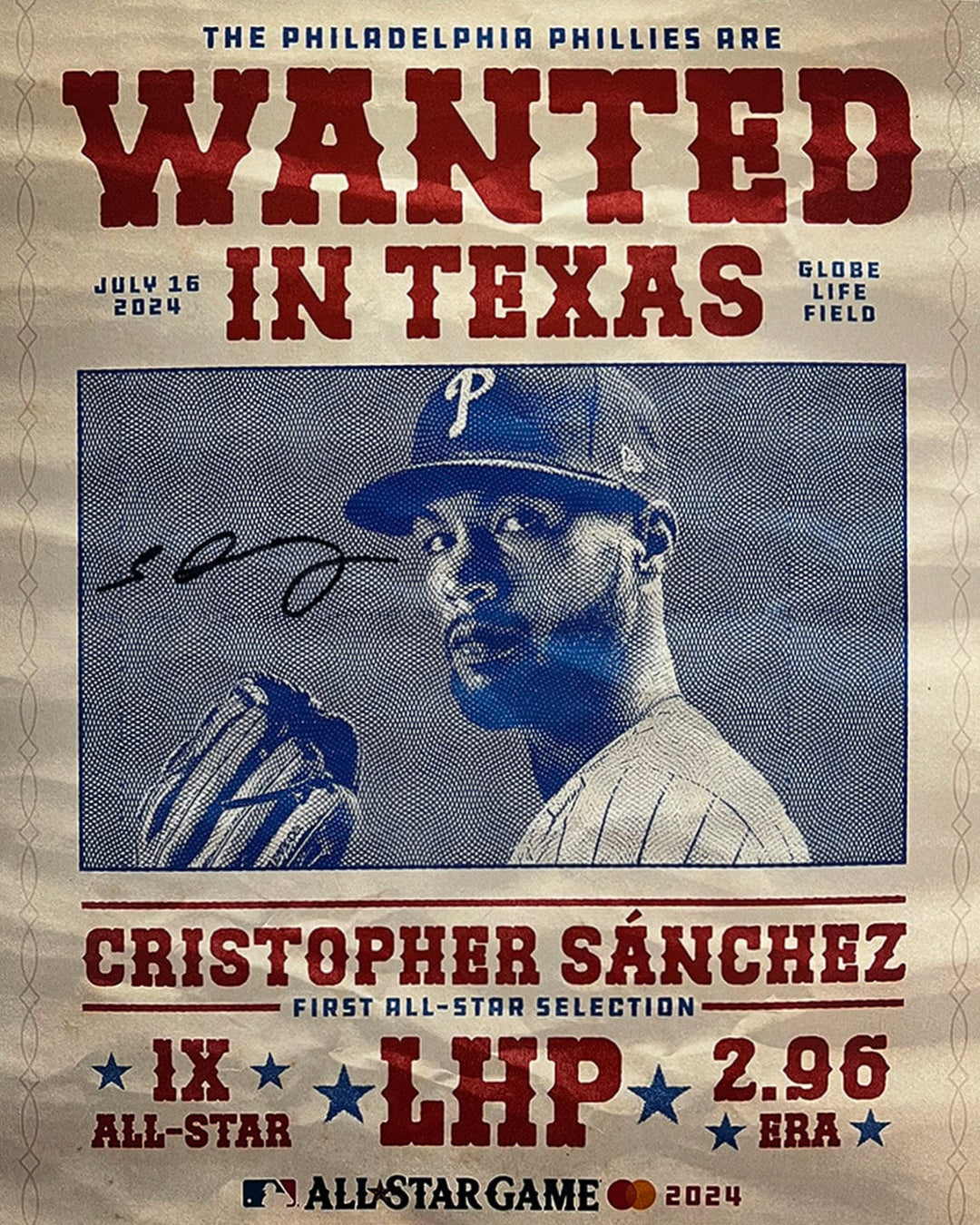 Dynasty Sports & Framing Autographed Baseball Photos Cristopher Sanchez 2024 All-Star Game Autographed Philadelphia Phillies 8" x 10" Wanted Photo