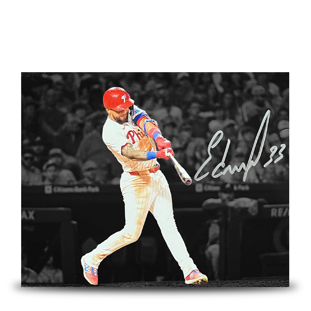 Dynasty Sports & Framing Autographed Baseball Photos Edmundo Sosa Swing Autographed Philadelphia Phillies 8" x 10" Blackout Baseball Photo