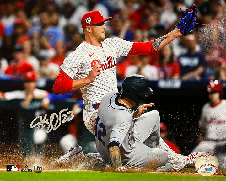 Dynasty Sports & Framing Autographed Baseball Photos Jeff Hoffman Play at the Plate Philadelphia Phillies Autographed 11" x 14" Baseball Photo