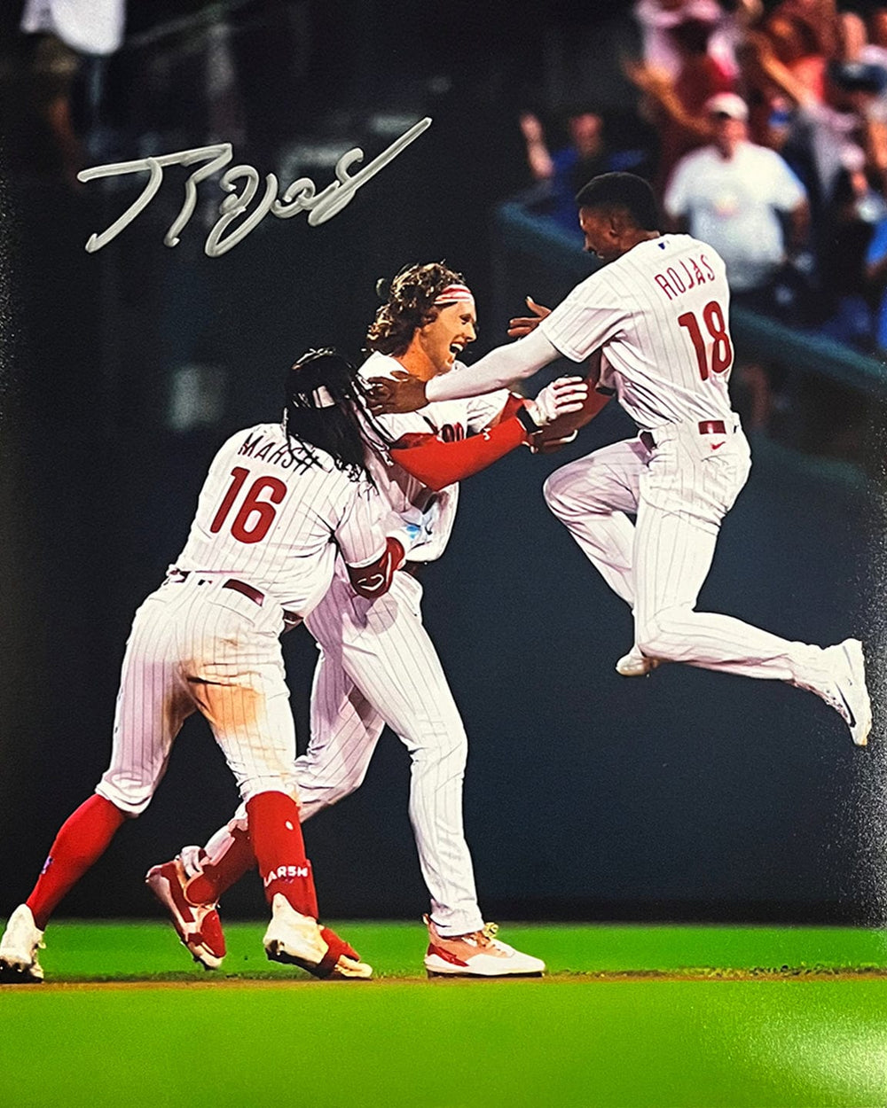 Dynasty Sports & Framing Autographed Baseball Photos Johan Rojas Celebration Philadelphia Phillies Autographed 11" x 14" Baseball Photo