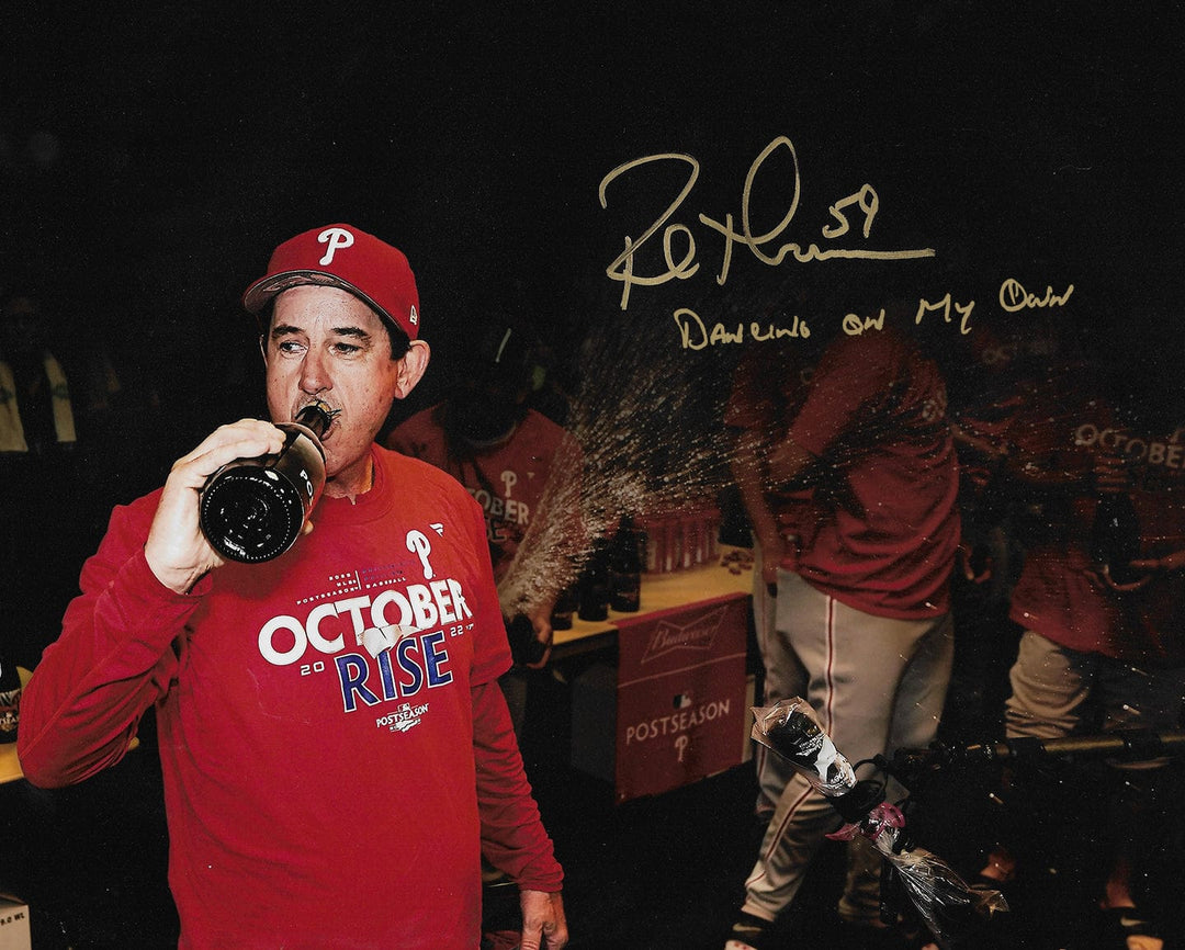 Dynasty Sports & Framing Autographed Baseball Photos Rob Thomson NL Champs Locker Room Philadelphia Phillies Autographed 16x20 Photo (Dancing on my Own)