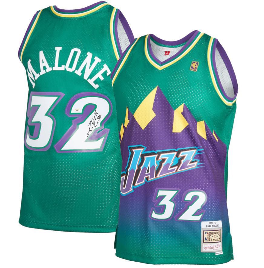 Dynasty Sports & Framing Autographed Basketball Jerseys Karl Malone Utah Jazz Autographed Mitchell & Ness Green Basketball Jersey
